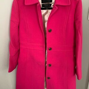 J. Crew Hot Pink Wool-Blend Single-Breasted Coat